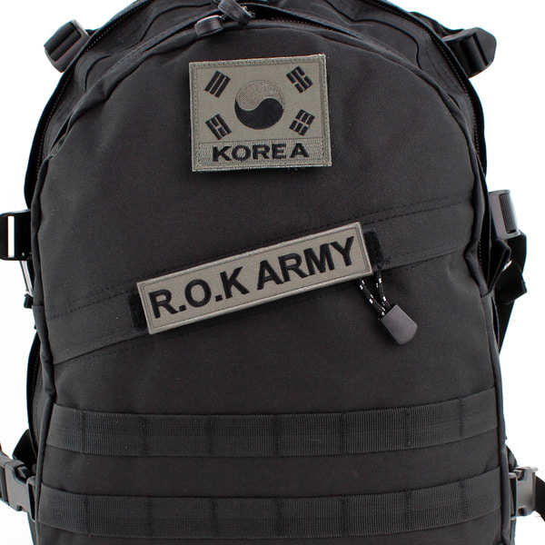 ROK ARMY 육군 명찰 국방색 벨크로 / 군인 군용 약장