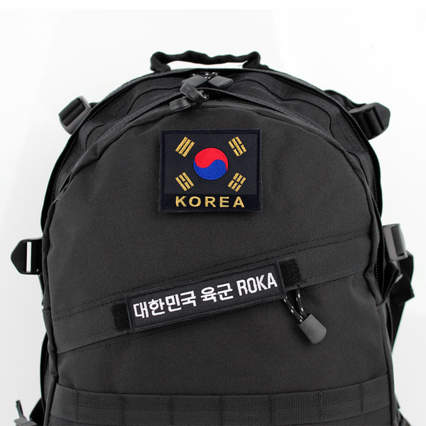 태극기약장 KOREA 검정금사 (벨크로) 군인 군용 약장