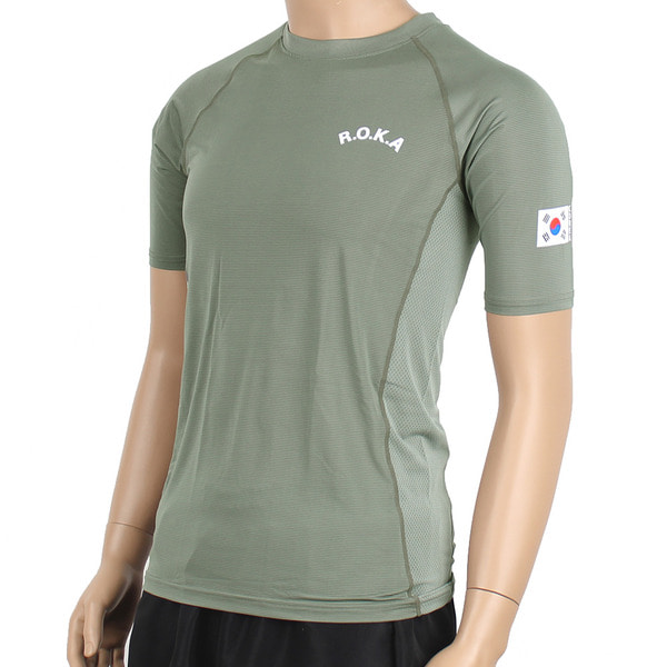 쿨론 스포츠 ROKA 로카 래쉬가드 반팔 카키 / 군인 군용 군대 티셔츠