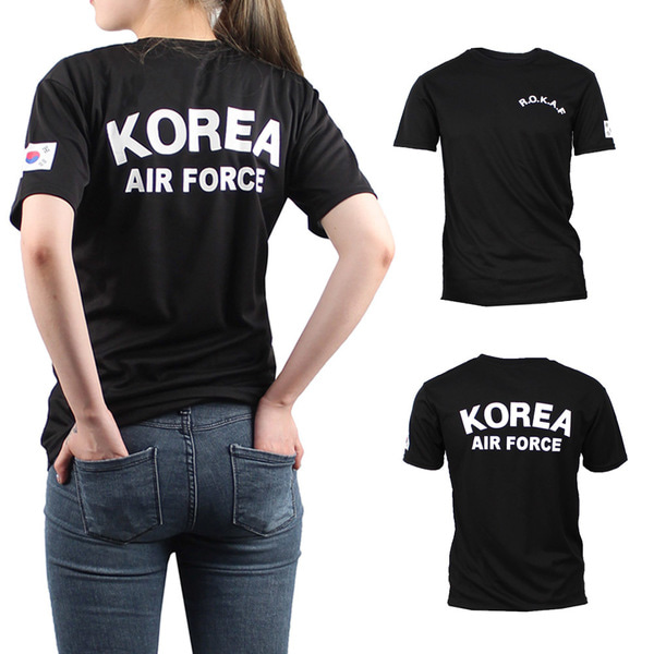 쿨드라이 공군 ROKAF 로카반팔티 검정 로카티 군인 군용 티셔츠