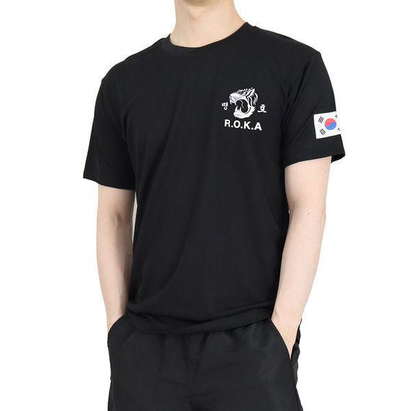 쿨론 맹호 ROKA 로카반팔티 검정 로카티 / 군인 군용 티셔츠