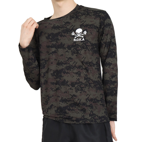 쿨론 백골 ROKA 로카긴팔티 검정디지털 로카티 / 군인 군용 군대 티셔츠
