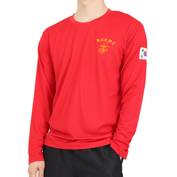쿨론 해병대 ROKMC 긴팔티 빨강 각개티 군인 티셔츠