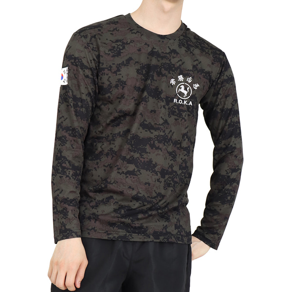 쿨론 백마 ROKA 로카긴팔티 검정디지털 로카티 / 군인 군용 군대 티셔츠