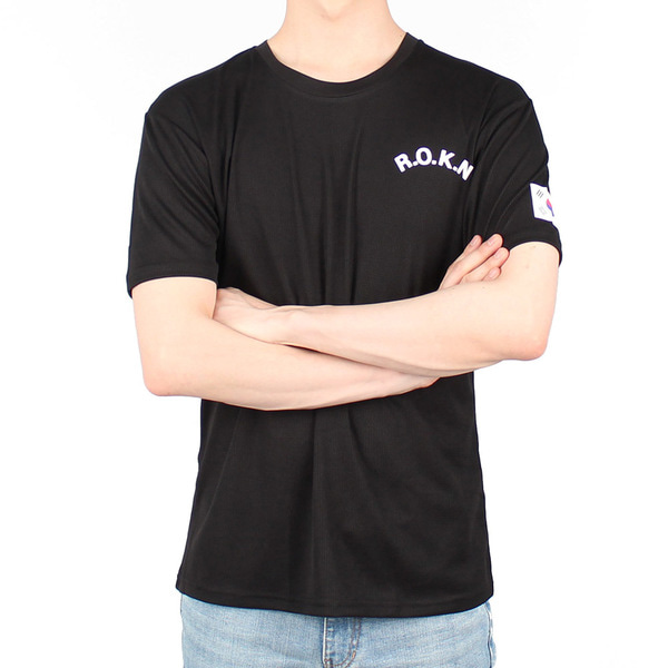 쿨드라이 해군 ROKN 로카반팔티 검정 로카티   군인 군용 티셔츠