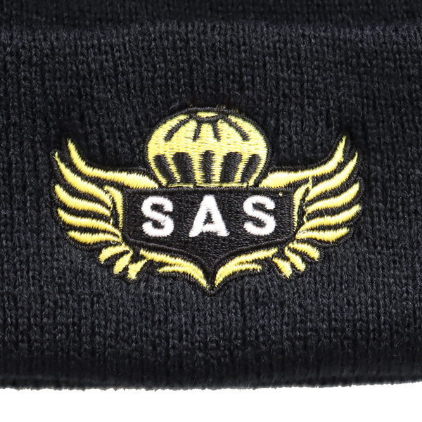 베이직 니트 비니 검정 자수 SAS 겨울 방한 모자 군인 남녀공용