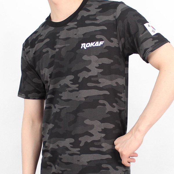 쿨론 ROKAF 로카프티 반팔 멀티캠 공군 고급형 태극기 군인 군용 군대 티셔츠