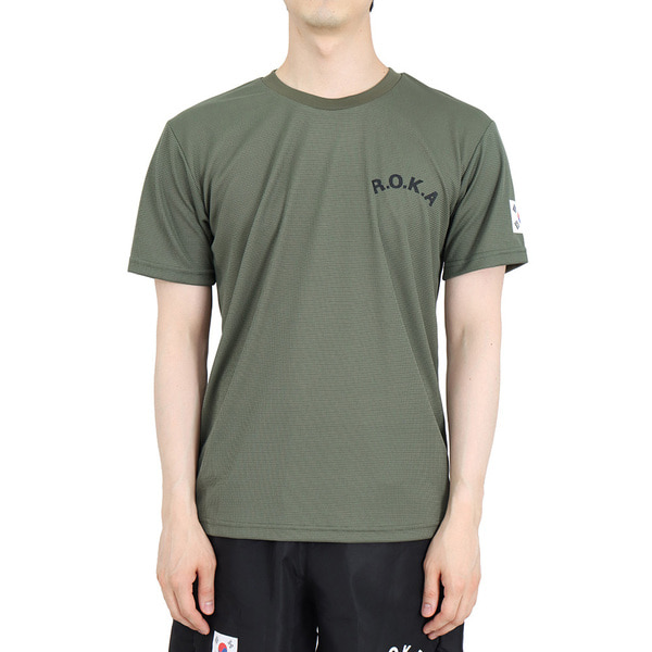 쿨론 스포츠웨어 반팔 ROKA 카키 군인 군용 티셔츠