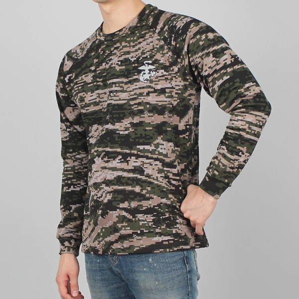 해병대 기모 맨투맨 긴팔티 디지털 회색앵카 군인 군용티셔츠