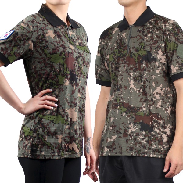 쿨론 넥카라 반팔 티셔츠 검정 군인 군용 군대 티셔츠